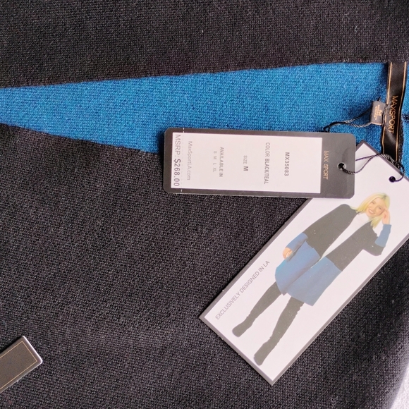 Max Sports Black and Teal Colorblock Open Front Cardigan with Pockets - M - Picture 3 of 5